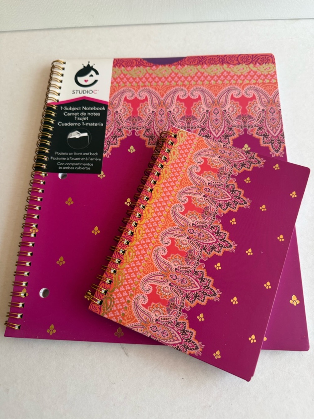 Studio C Pink & Orange Paisley Spiral Notebooks